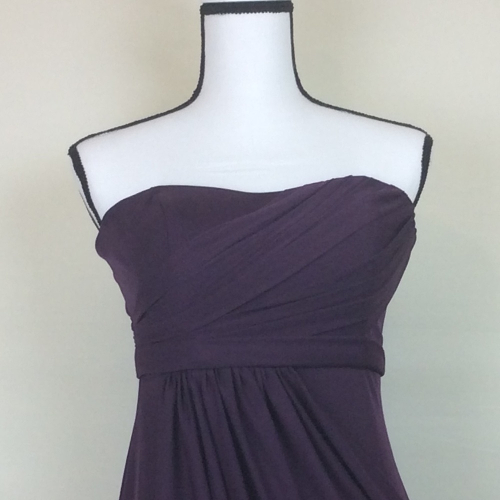 David's Bridal Plum Strapless Bridesmaid's Dress
